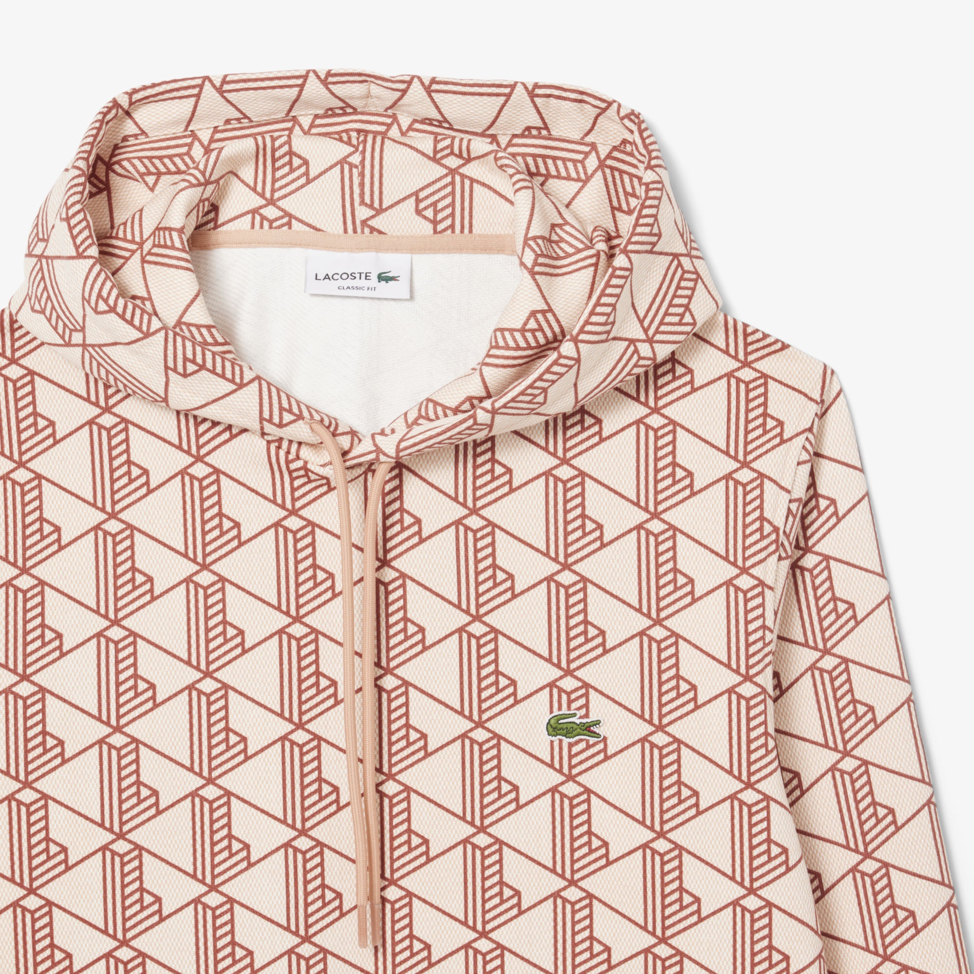 Lacoste Relaxed Fit Monogram Erkek Kahverengi Sweatshirt