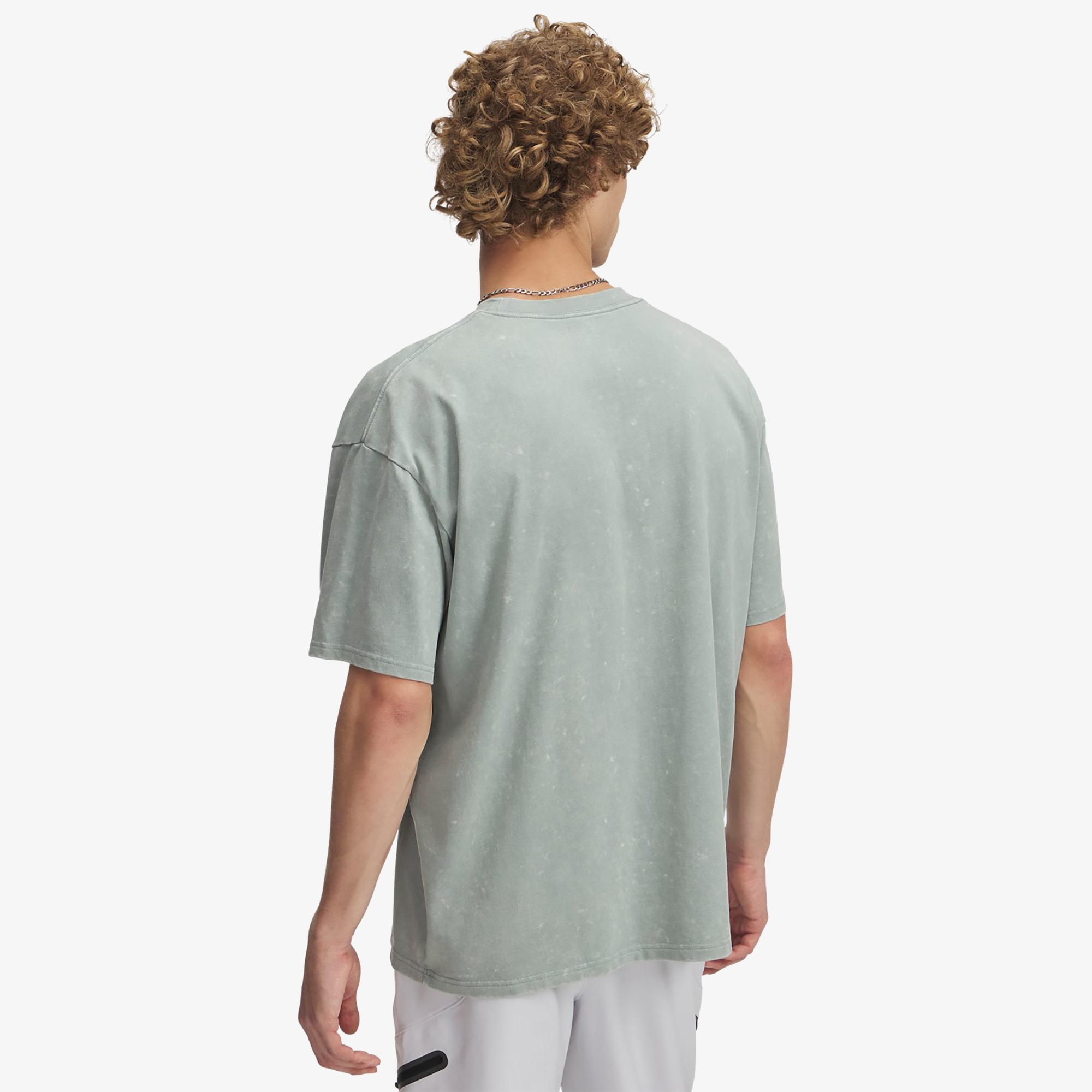 Under Armour Heavyweight Oversized Logo Erkek Gri T-Shirt