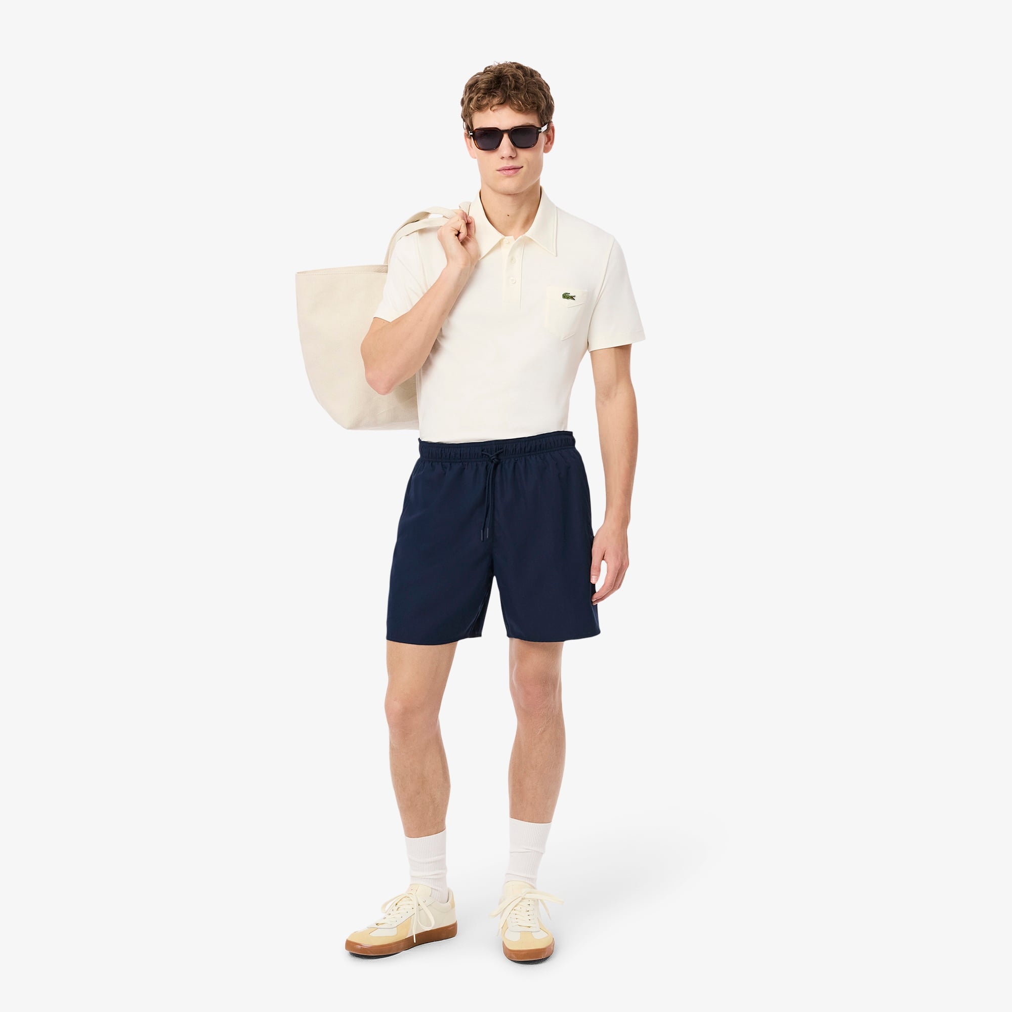 Lacoste Mid Length Monocrome Erkek Lacivert Mayo