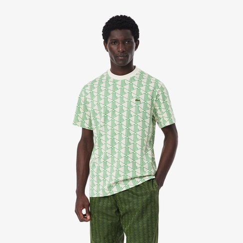 Lacoste Relaxed Fit Monogram Erkek Yeşil T-Shirt