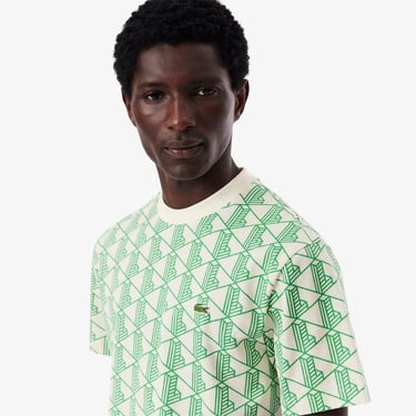  Lacoste Relaxed Fit Monogram Erkek Yeşil T-Shirt