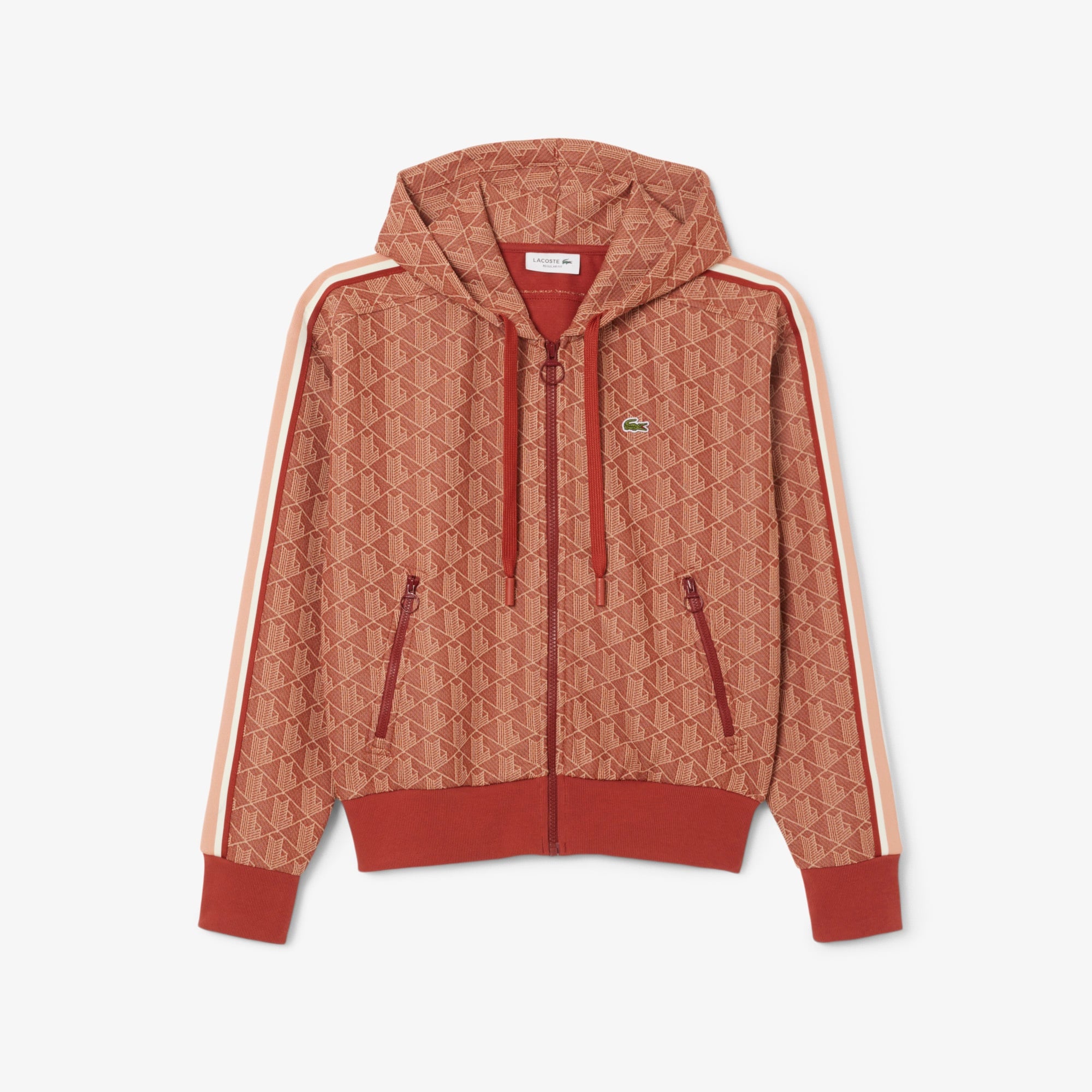 Lacoste Classic Fit Monogram Kadın Kahverengi Sweatshirt