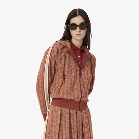  Lacoste Classic Fit Monogram Kadın Kahverengi Sweatshirt