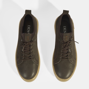  Erkek Kahve Bağcıklı Deri Günlük Ayakkabı