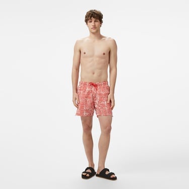  Nautica Erkek Kırmızı Regular Fit Desenli Deniz Şortu