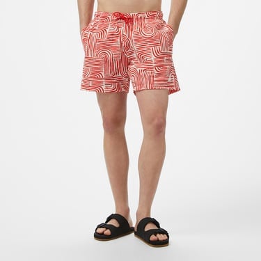  Nautica Erkek Kırmızı Regular Fit Desenli Deniz Şortu
