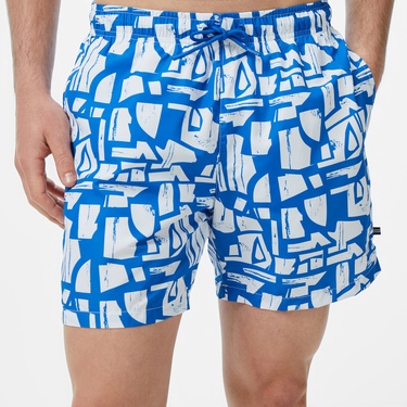  Nautica Erkek Mavi Regular Fit Desenli Mayo Şort