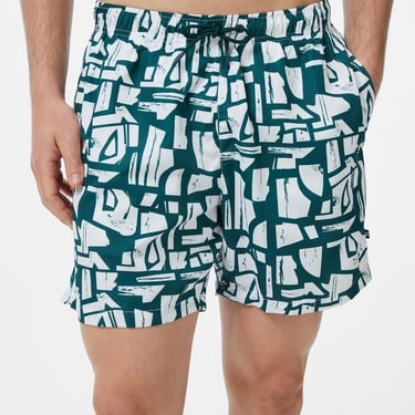  Nautica Erkek Yeşil Regular Fit Desenli Deniz Şortu