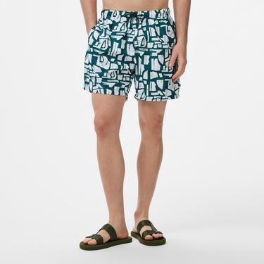  Nautica Erkek Yeşil Regular Fit Desenli Deniz Şortu