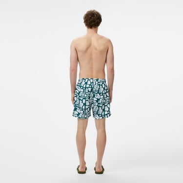  Nautica Erkek Yeşil Regular Fit Desenli Deniz Şortu