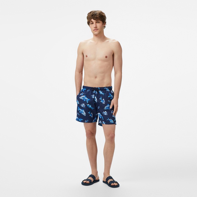  Nautica Erkek Lacivert Regular Fit Desenli Mayo Şort