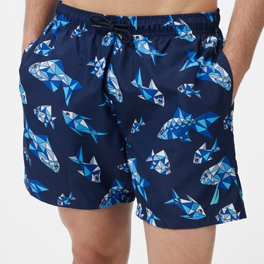  Nautica Erkek Lacivert Regular Fit Desenli Mayo Şort