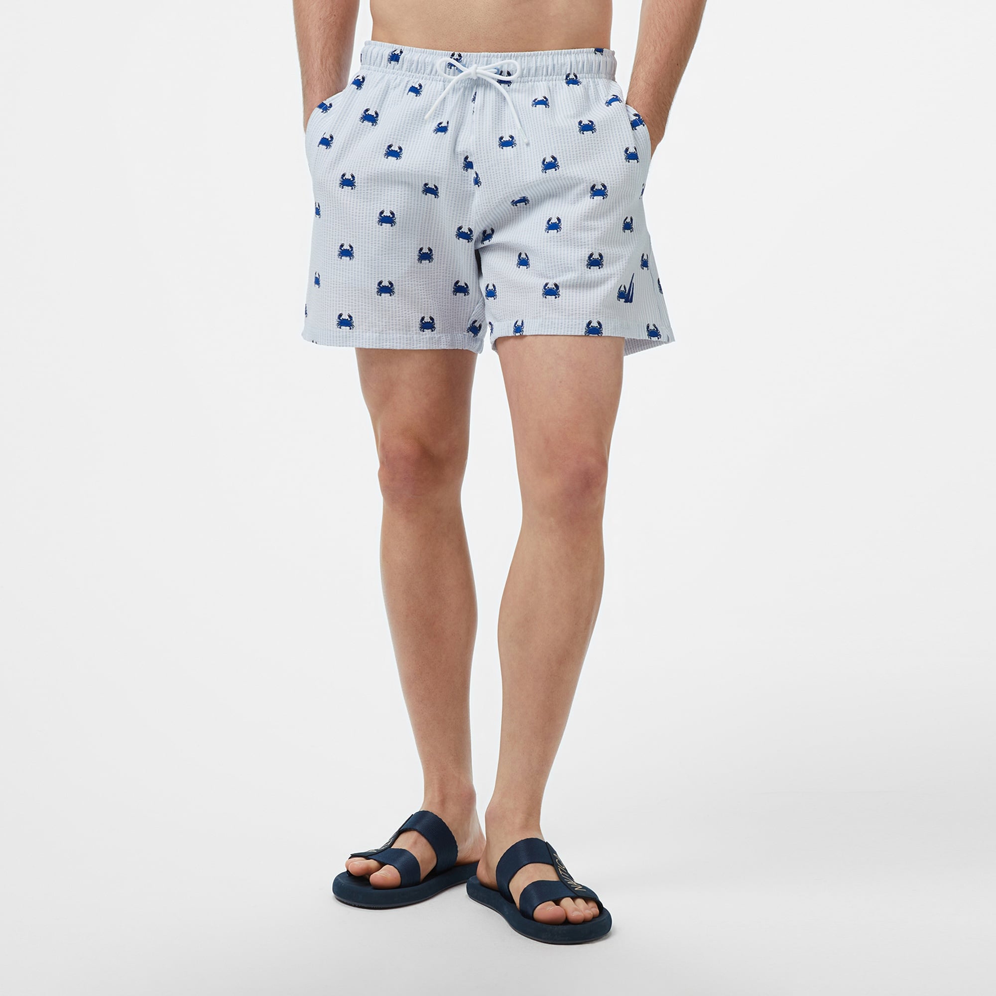 Nautica Erkek Lacivert Regular Fit Çizgili Deniz Şortu