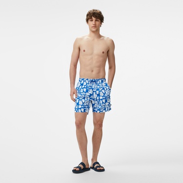  Nautica Erkek Mavi Regular Fit Desenli Mayo Şort