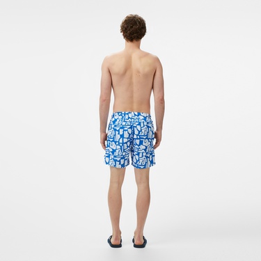  Nautica Erkek Mavi Regular Fit Desenli Mayo Şort