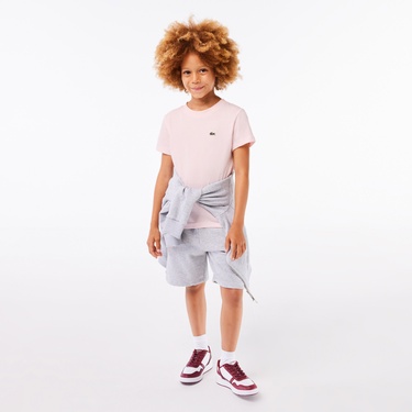  Lacoste Çocuk Bisiklet Yaka Açık Pembe T-Shirt