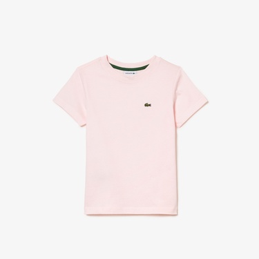  Lacoste Çocuk Bisiklet Yaka Açık Pembe T-Shirt