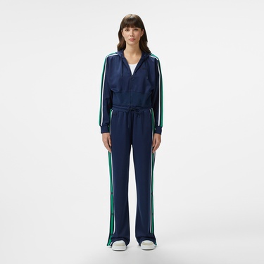  Lacoste Kadın Crop Fit Fermuarlı Renk Bloklu Lacivert Sweatshirt