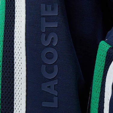  Lacoste Kadın Crop Fit Fermuarlı Renk Bloklu Lacivert Sweatshirt