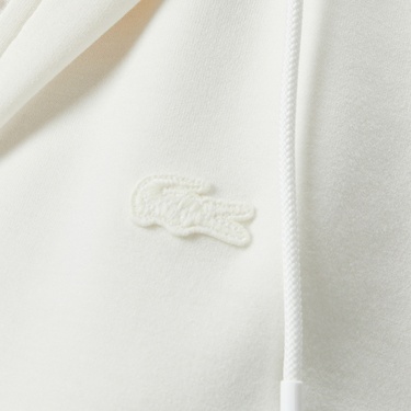  Lacoste Kadın Crop Fit Fermuarlı Renk Bloklu Beyaz Sweatshirt
