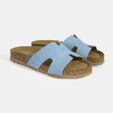  Kadın Mavi Süet Terlik