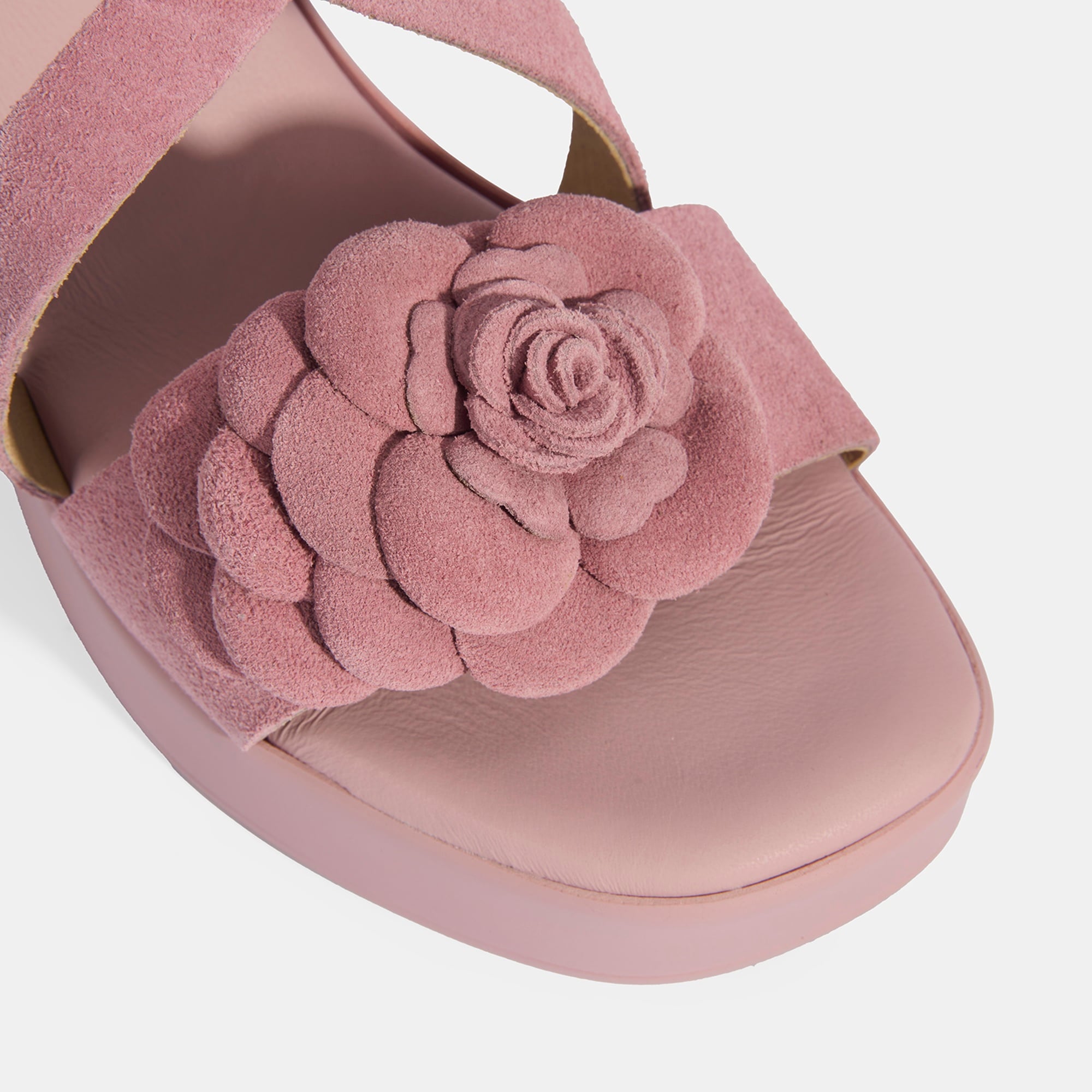 Kadın Pembe Ayarlanabilir Tokalı Süet Topuklu Sandalet