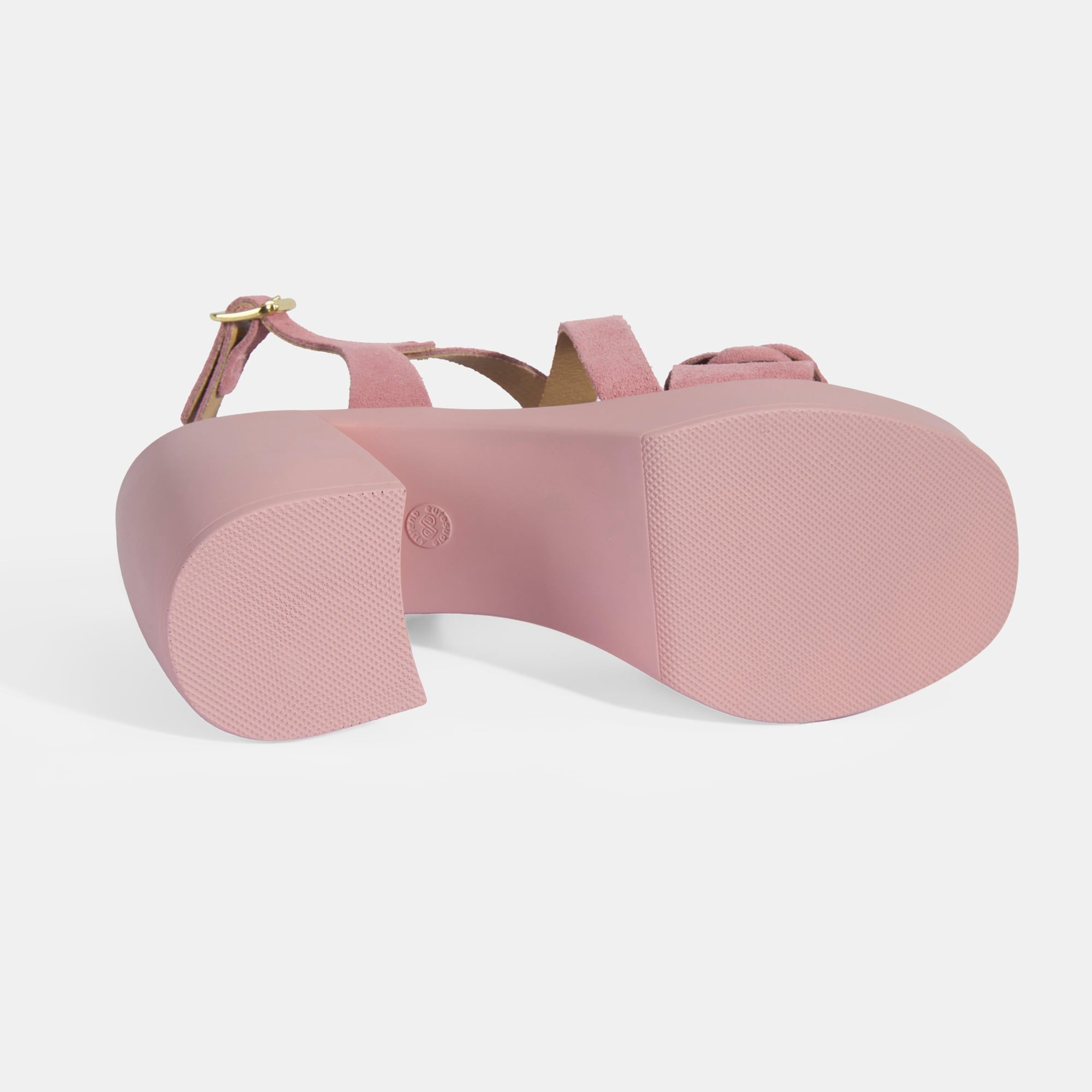 Kadın Pembe Ayarlanabilir Tokalı Süet Topuklu Sandalet