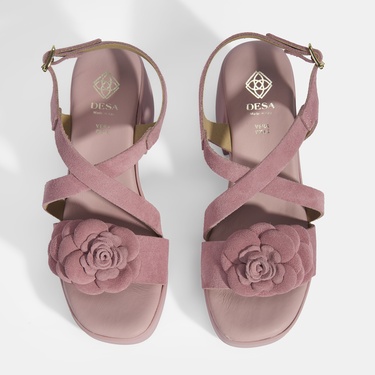  Kadın Pembe Ayarlanabilir Tokalı Süet Topuklu Sandalet