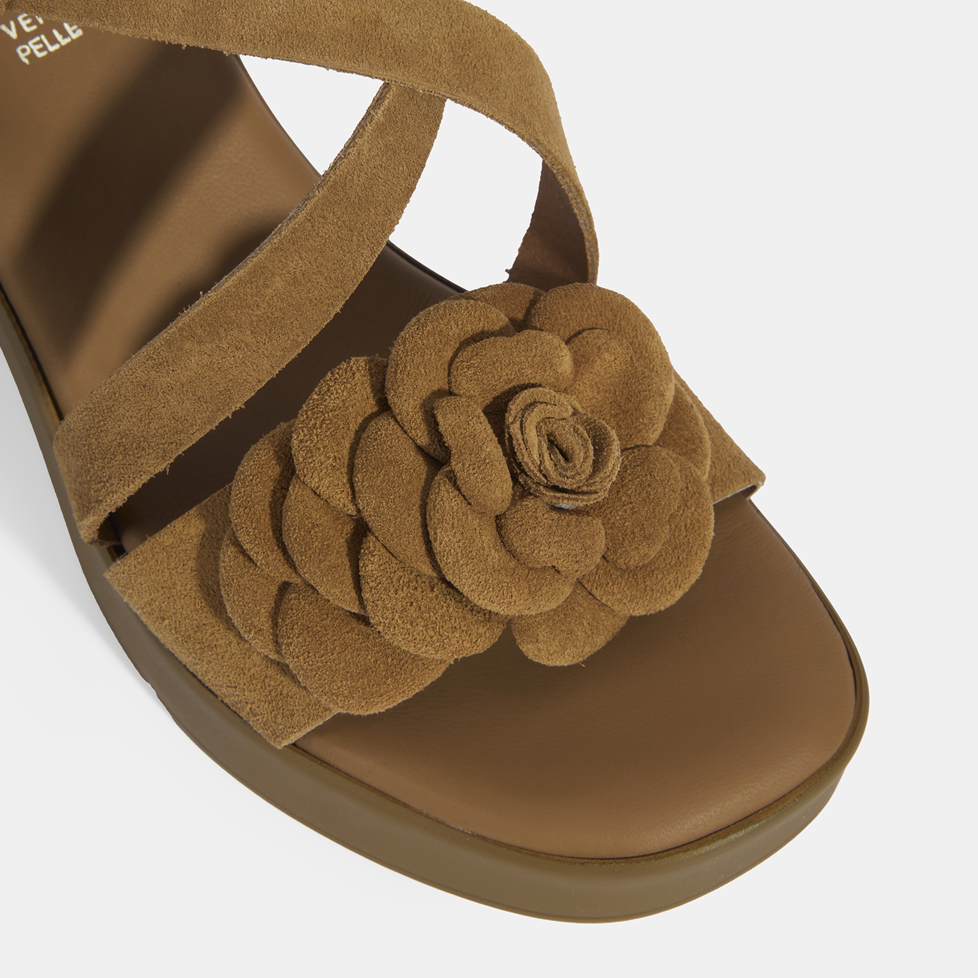 Kadın Taba Ayarlanabilir Tokalı Süet Topuklu Sandalet