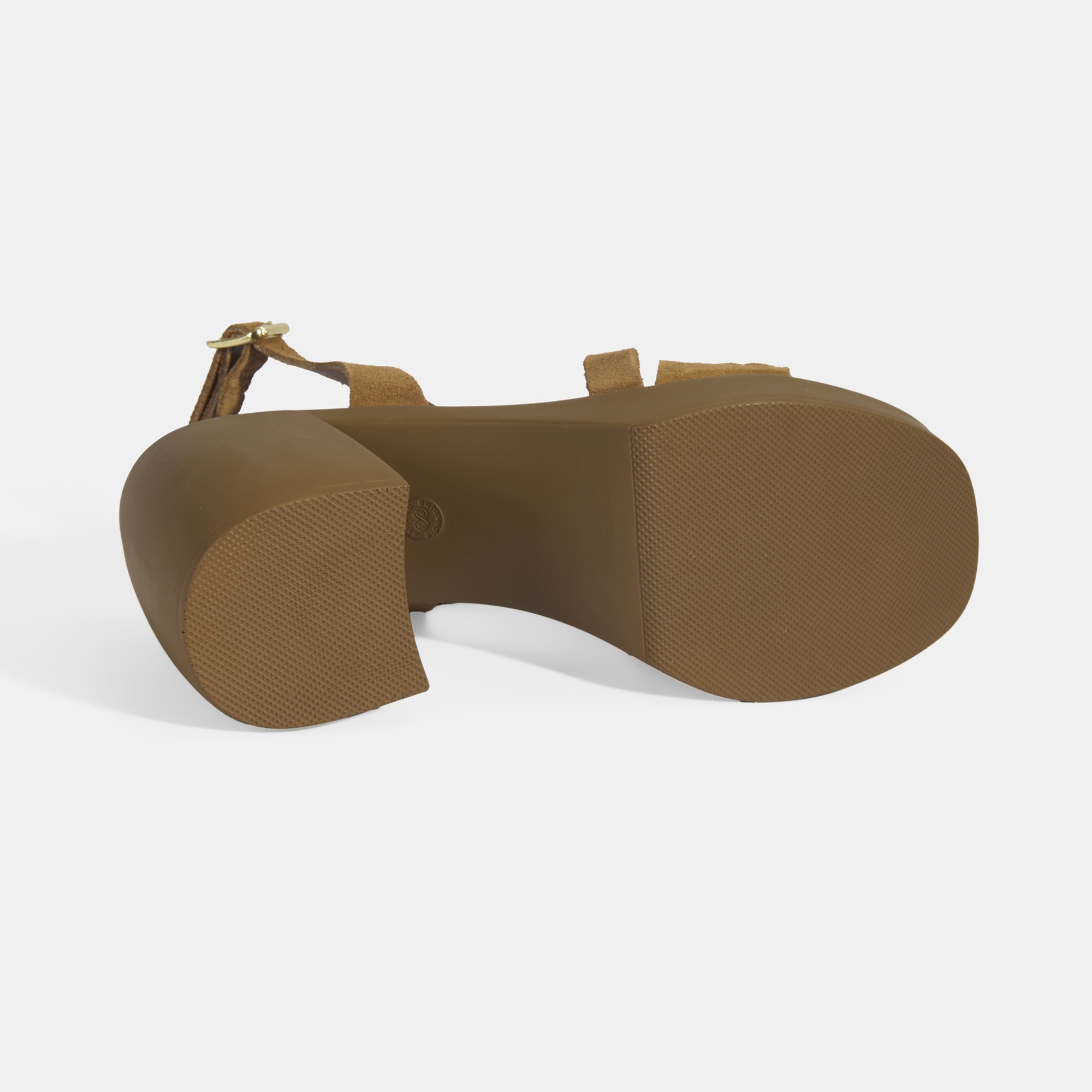 Kadın Taba Ayarlanabilir Tokalı Süet Topuklu Sandalet