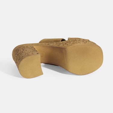  Kadın Taba Süet Topuklu Terlik