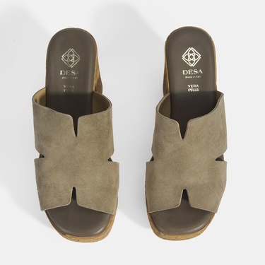  Kadın Vizon Süet Topuklu Terlik