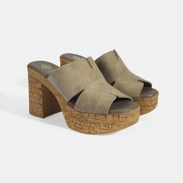  Kadın Vizon Süet Topuklu Terlik