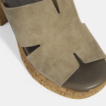  Kadın Vizon Süet Topuklu Terlik