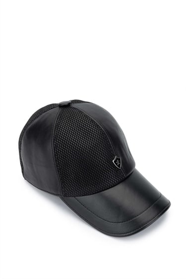  Tamer Tanca Erkek Hakiki Deri Siyah Beyzbol Şapka