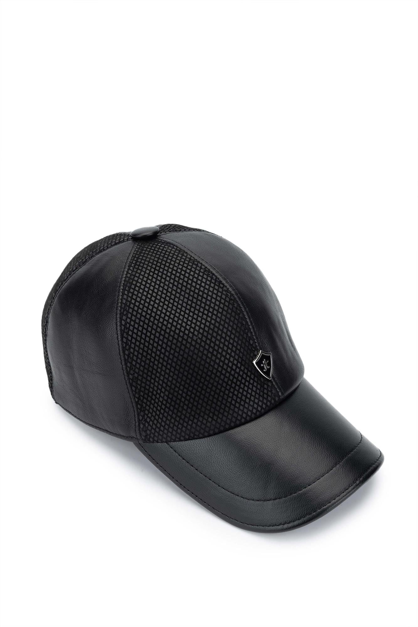  Tamer Tanca Erkek Hakiki Deri Siyah Beyzbol Şapka