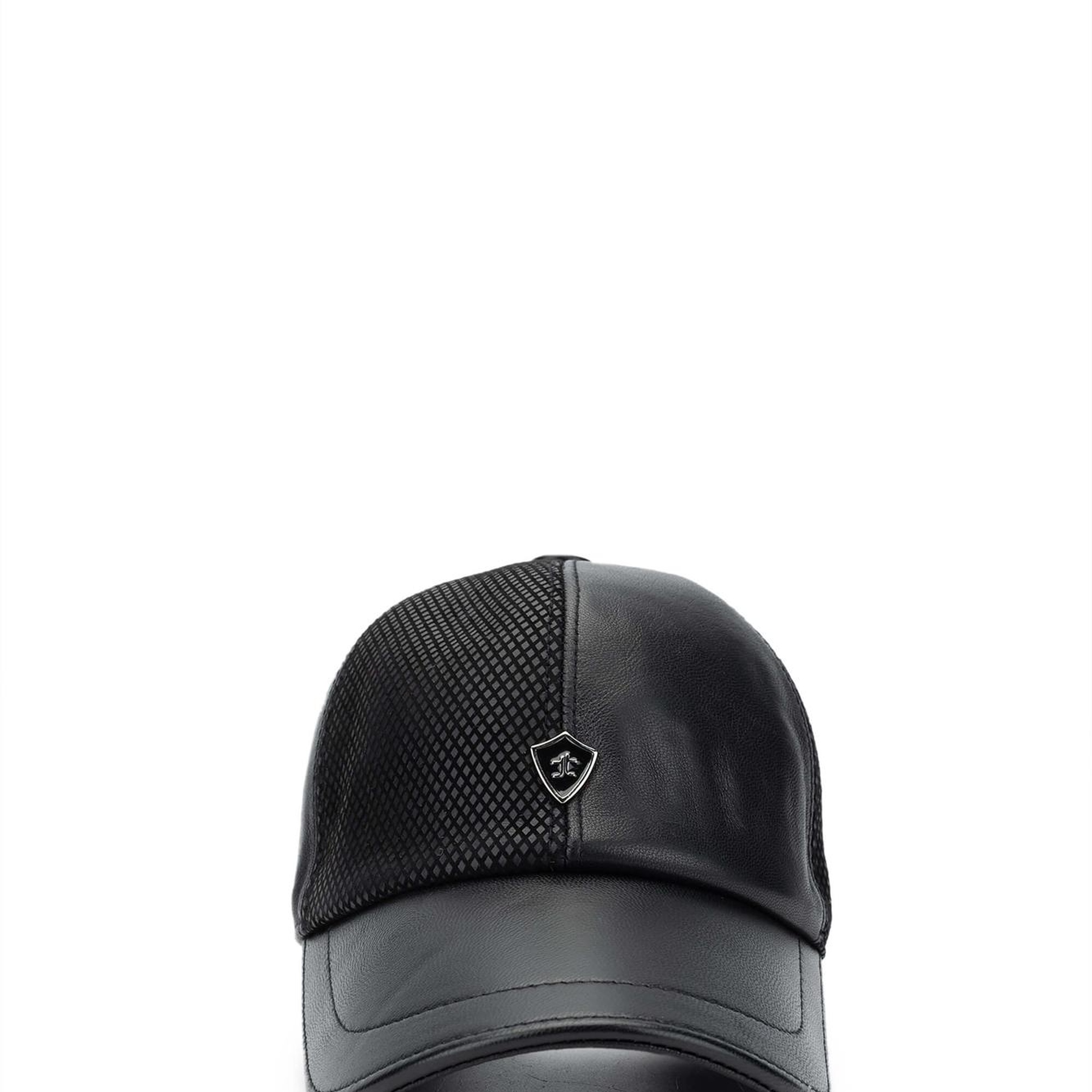 Tamer Tanca Erkek Hakiki Deri Siyah Beyzbol Şapka