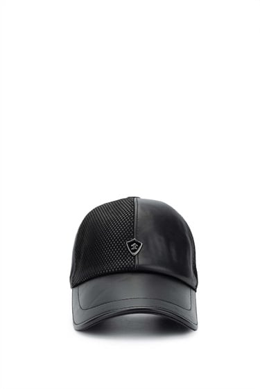  Tamer Tanca Erkek Hakiki Deri Siyah Beyzbol Şapka