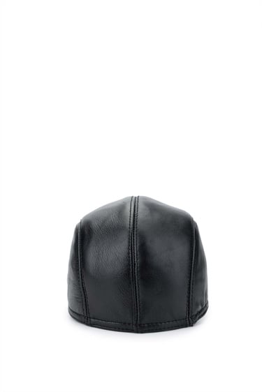  Tamer Tanca Erkek Hakiki Deri Siyah London Şapka