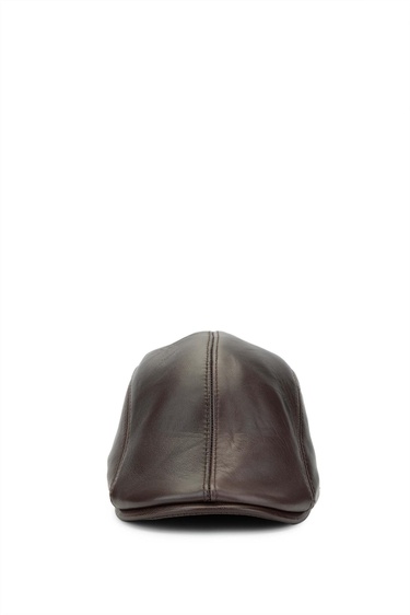  Tamer Tanca Erkek Hakiki Deri Kahverengi London Şapka