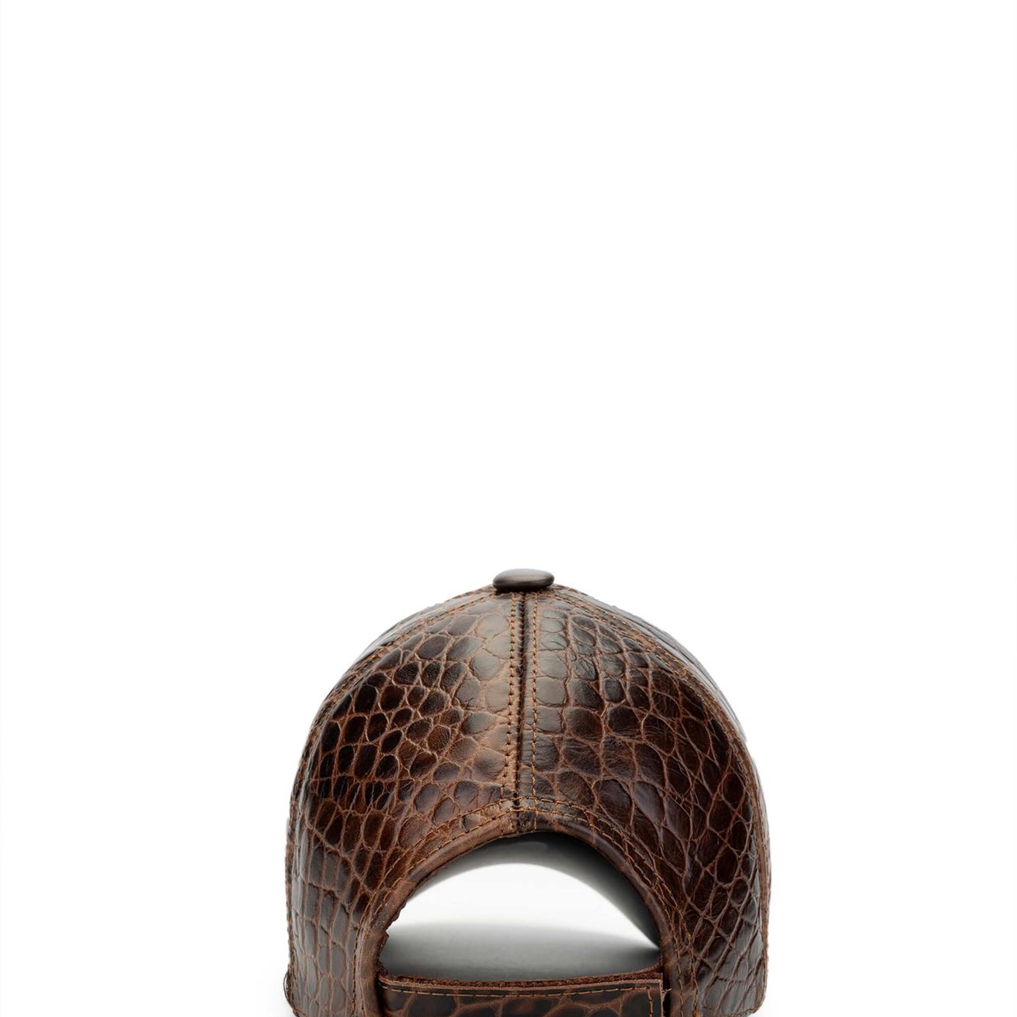 Tamer Tanca Erkek Hakiki Deri Kahverengi Kroko Beyzbol Şapka