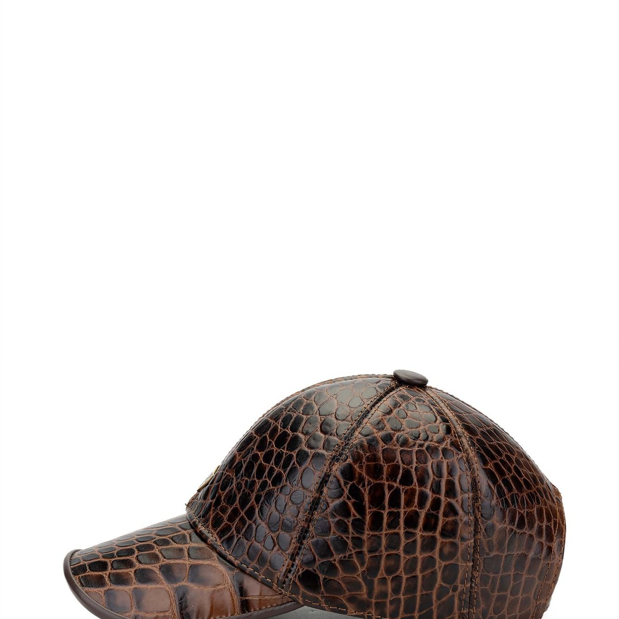 Tamer Tanca Erkek Hakiki Deri Kahverengi Kroko Beyzbol Şapka