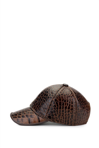  Tamer Tanca Erkek Hakiki Deri Kahverengi Kroko Beyzbol Şapka