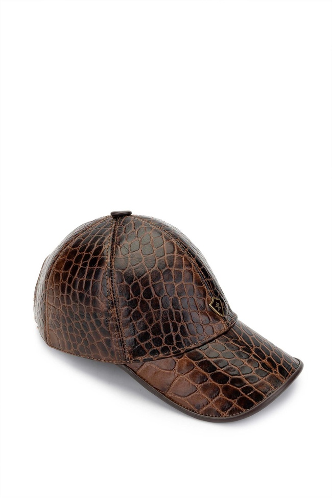  Tamer Tanca Erkek Hakiki Deri Kahverengi Kroko Beyzbol Şapka
