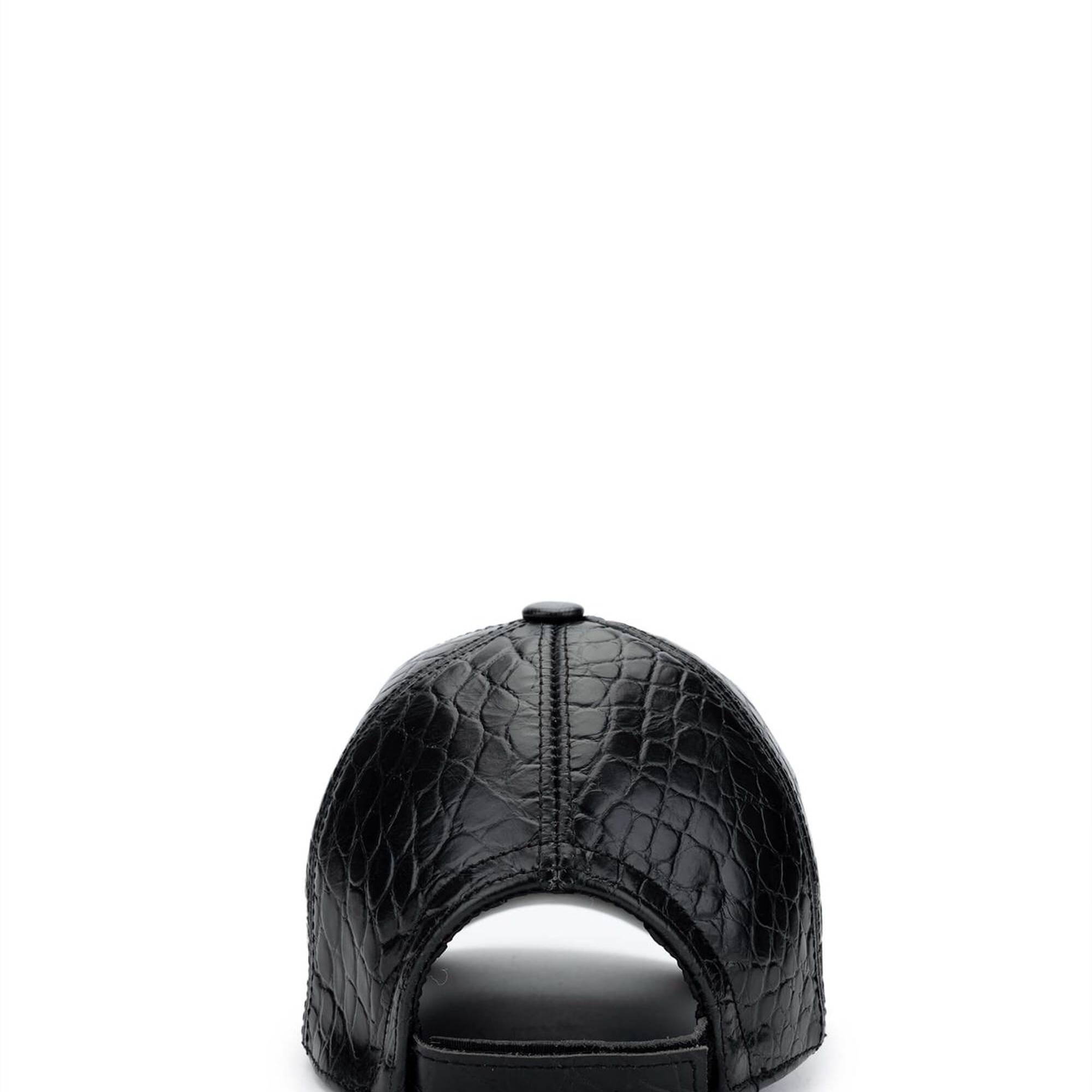 Tamer Tanca Erkek Hakiki Deri Siyah Kroko Beyzbol Şapka