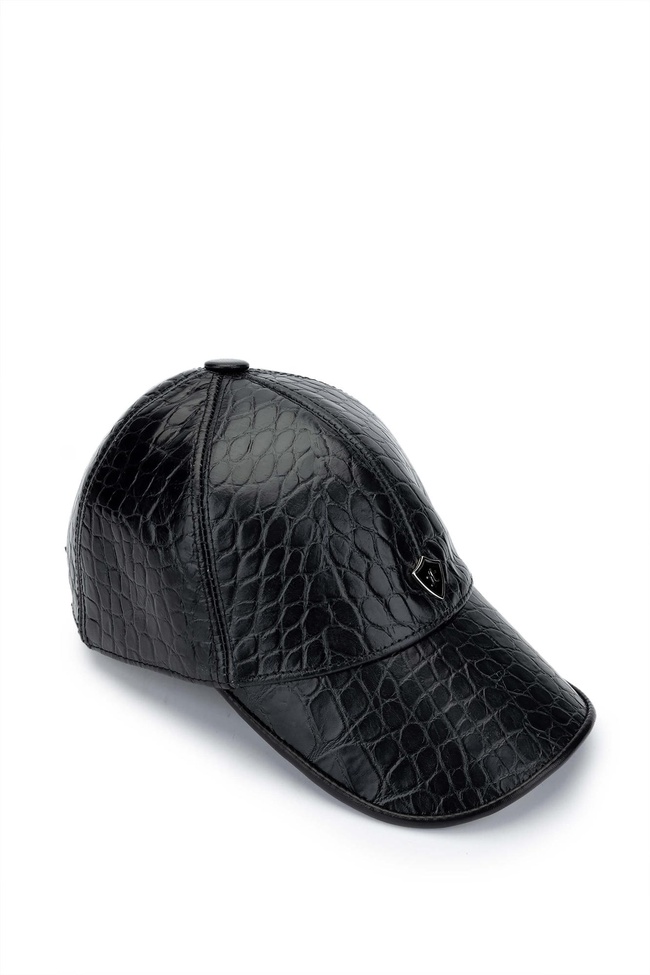  Tamer Tanca Erkek Hakiki Deri Siyah Kroko Beyzbol Şapka
