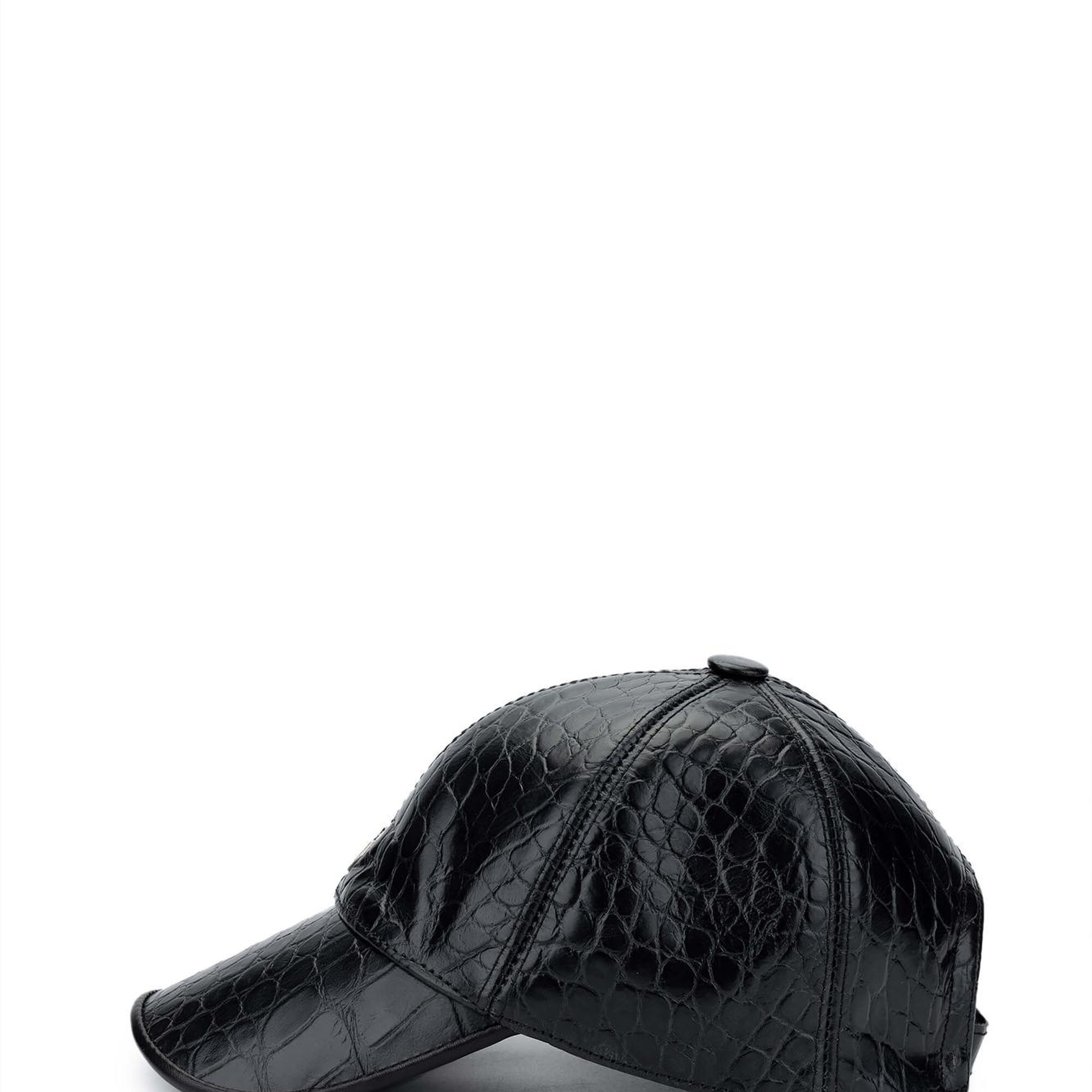 Tamer Tanca Erkek Hakiki Deri Siyah Kroko Beyzbol Şapka