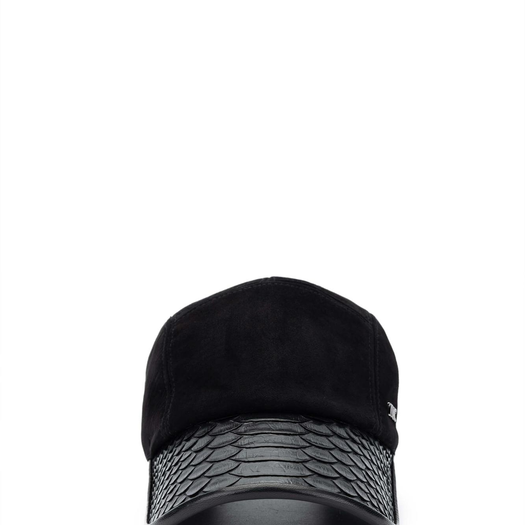 Tamer Tanca Erkek Hakiki Deri Siyah Süet Beyzbol Şapka