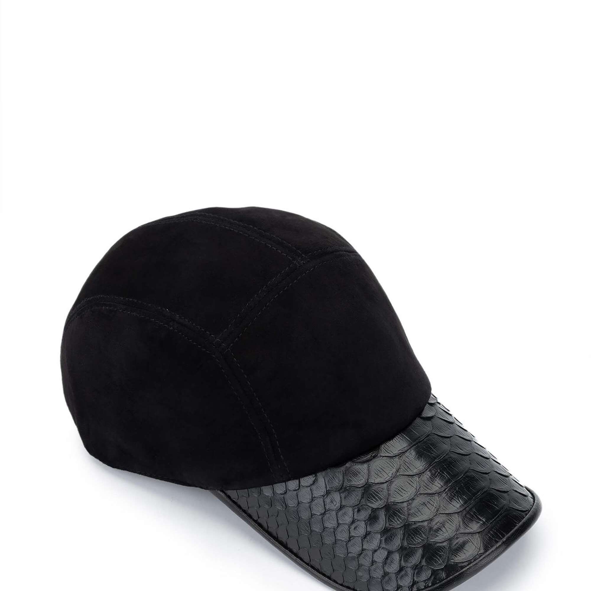 Tamer Tanca Erkek Hakiki Deri Siyah Süet Beyzbol Şapka