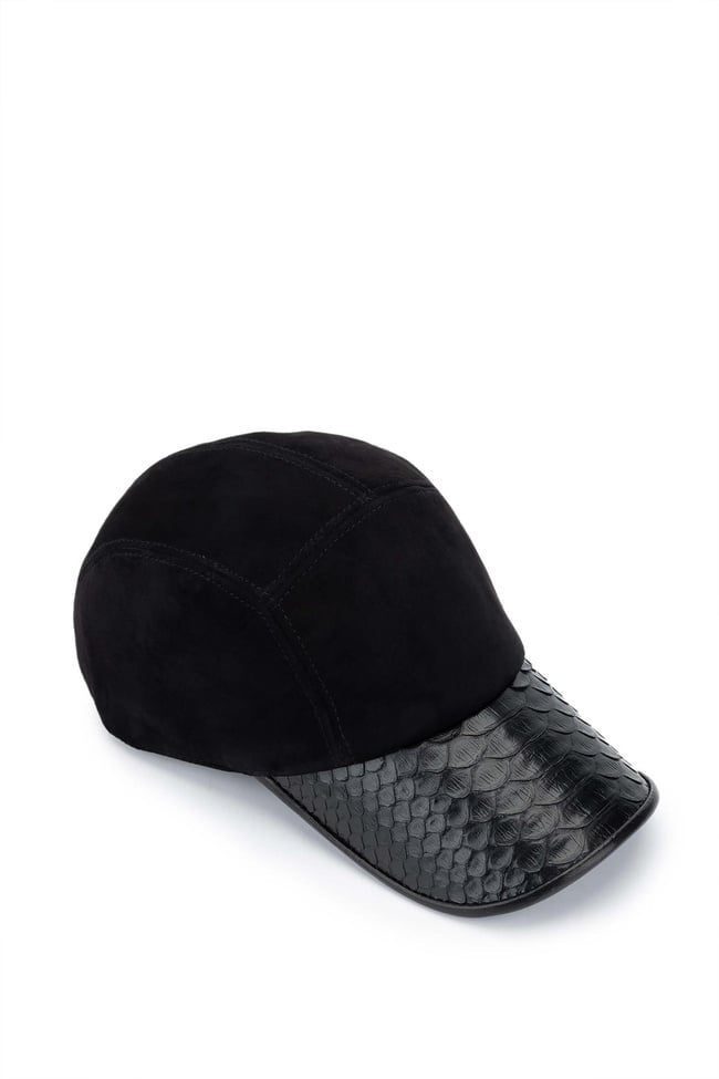  Tamer Tanca Erkek Hakiki Deri Siyah Süet Beyzbol Şapka